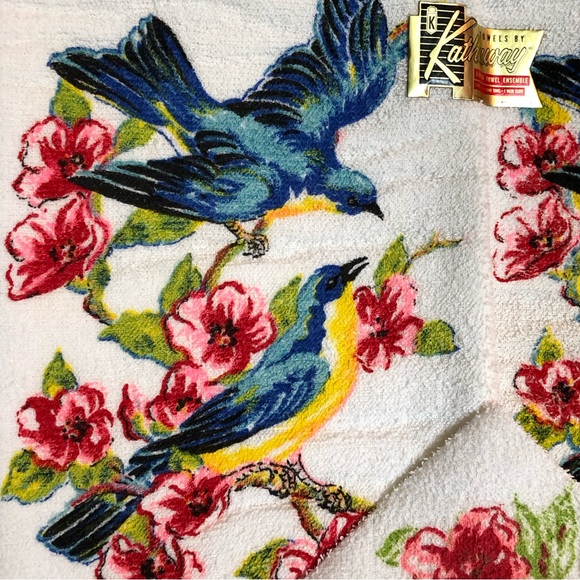 60's Blue Jay Bathroom Towel Set - NOW - Kathaway Canada - Hostess Gift - Towels - Picture 3 of 10
